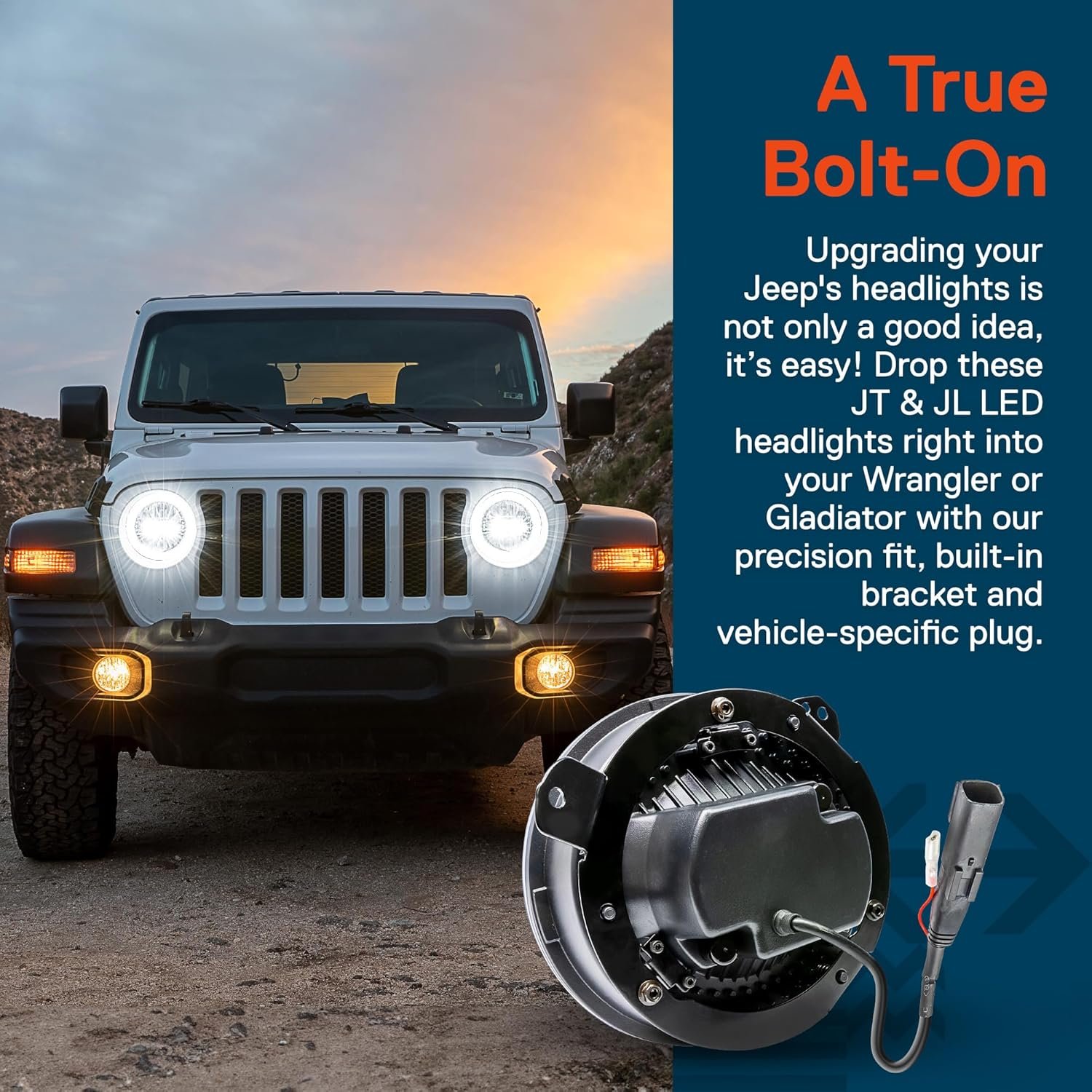 New Wind Electronic Co Rond LED Phares pour Sealed Beam Led Projector Lamp Bulb 4x4 Headlights For Jeep Wrangler JL