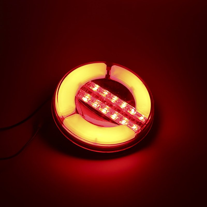 Car Additional Lighting Red Yellow Dynamic Flashing Safety Work Signal Warning Light LED24V Truck Side Tailgate Light Universal