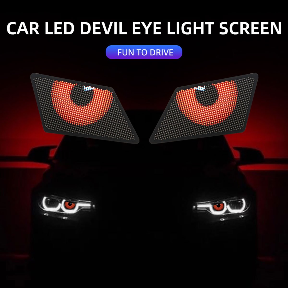 Programmable DIY Car Led 12v Blinking Eyes Led Display Winking Eye Turn Indicator lights App Control Devil Eye Display Screen