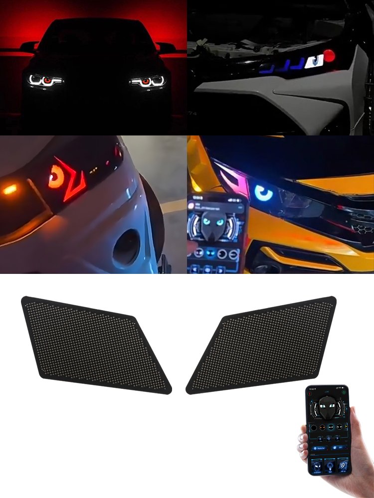 Programmable DIY Car Led 12v Blinking Eyes Led Display Winking Eye Turn Indicator lights App Control Devil Eye Display Screen