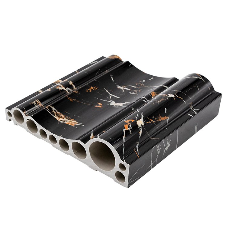 High Quality density 12cm Pvc Decoration Line for edifice elevator color marble baseboard skirting board