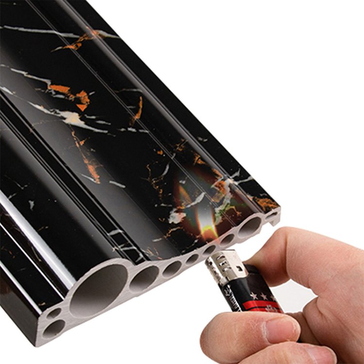 High Quality density 12cm Pvc Decoration Line for edifice elevator color marble baseboard skirting board
