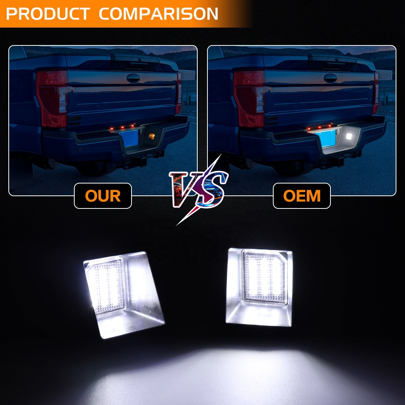 No Error License Plate Number Lights For FORD F250 F350 F450 super duty XL XLT Lariat King Ranch 17-22 high bright tail lamps