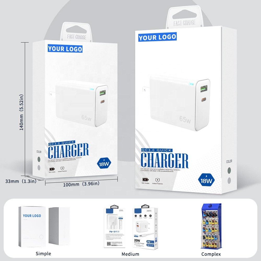 TKT Wholesale 20W/65W GaN Charger Fast Phone Charger with PD Wall and USB Type C Electric Mobile for iPhone Laptop Charger