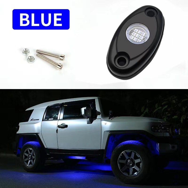 High quality 12V 9 LED RGB pure white rock lights for truck 4X4 off-road Jeep other car light accessories boats yachts