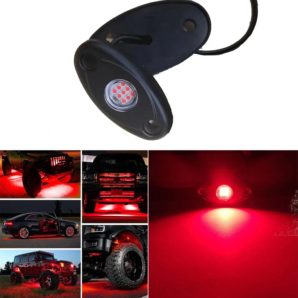 High quality 12V 9 LED RGB pure white rock lights for truck 4X4 off-road Jeep other car light accessories boats yachts