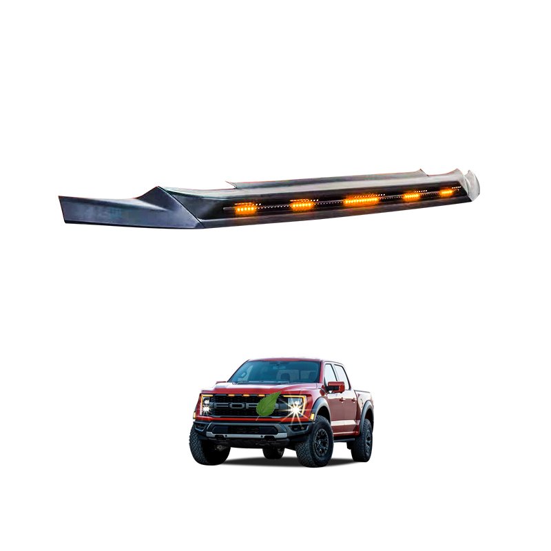 TXR High Quality Injection Black Bonnet Guard with Streamer Light Auto Exterior Accessories for Ford F150 Raptor 2021-