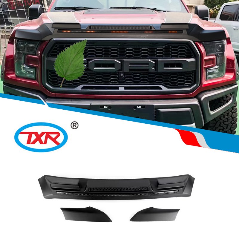 TXR High Quality Injection Black Bonnet Guard with Streamer Light Auto Exterior Accessories for Ford F150 Raptor 2021-