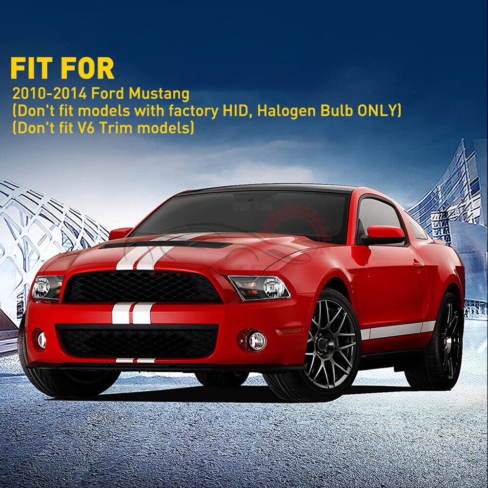 For 2010 2011 2012 2014 Ford Mustang Headlight Halogen Headlamp Black FO2502281 FO2503276 auto lighting systems