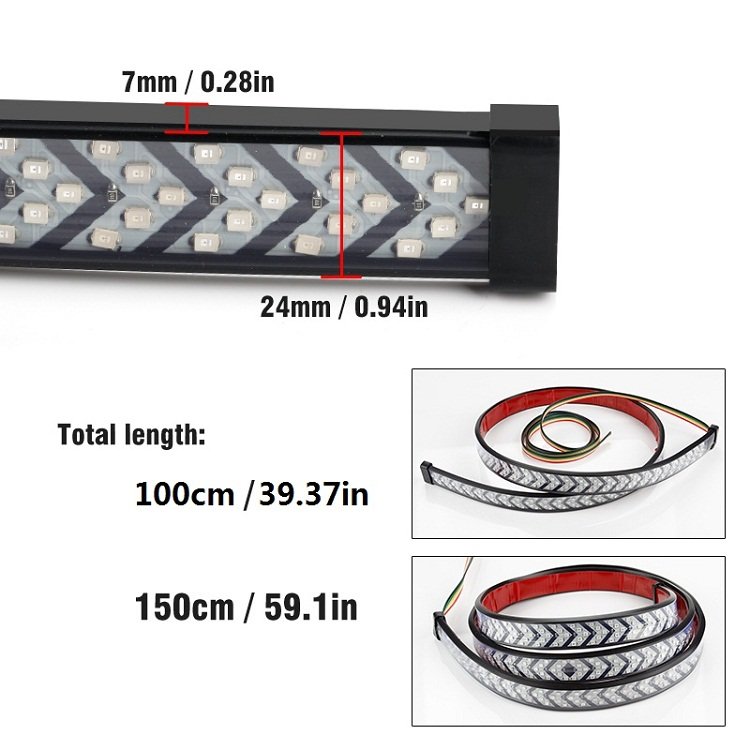 12V 24V Car LED Tailgate Light LED Truck Tailgate Light Bar Red Running Turn Signal Brake Reverse Backup Tail light Strip