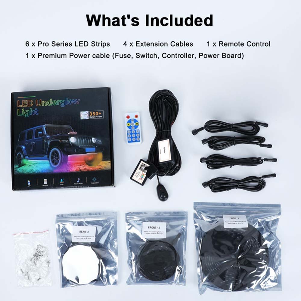 Customizable Dream Color Underglow LED Ambient Lighting Car Accessories Under Glow Waterproof IP68 Underglow Light Kit for Car