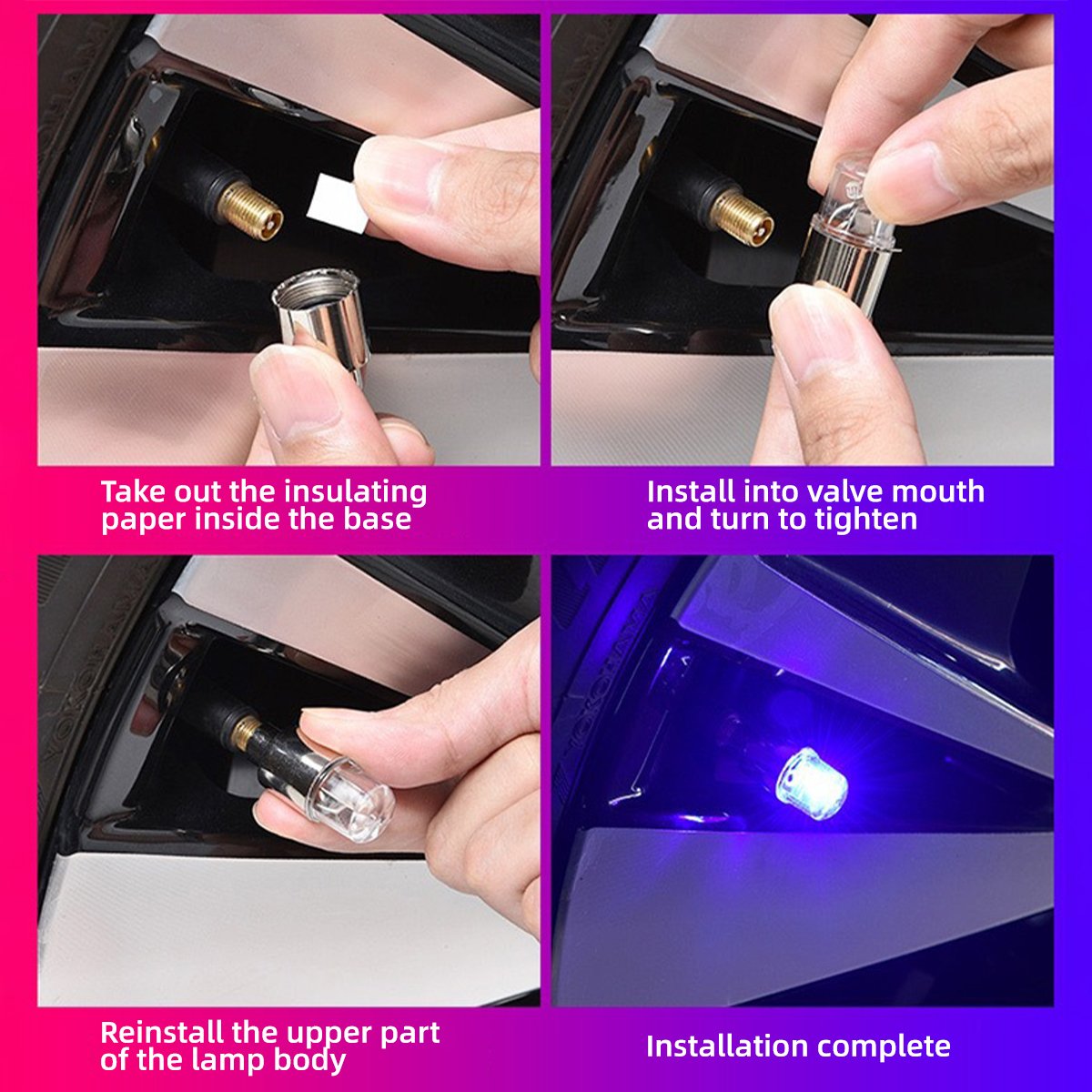 Automobile General Wheel Light Tire Light Flash Tire Valve Nozzle Burst Flashing Light