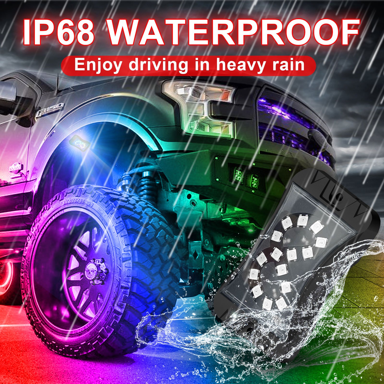 36W LED Underglow Car Decorative crawl 4 8 Pods UTV Bright RGB Rock Lights for Truck App Remote Other Car Light Accessories