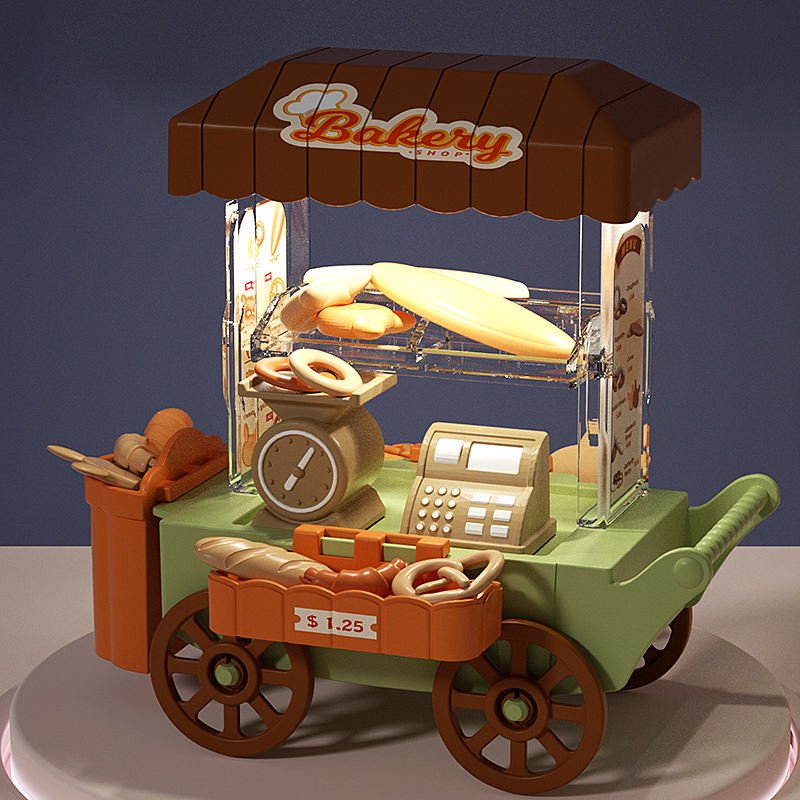 2024 Trend Products Children's Play Home Girl Toy Male Simulation Ice Cream Sales Car Mini Miniature Scene Cabin