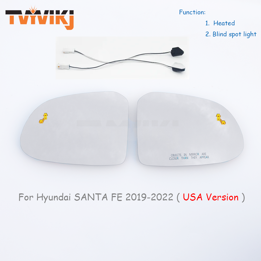 Left Right Rearview Mirror White Glass Lens with blind spot light For HYUNDAI SANTA-FE Santa fe 2019-2022 Heated BSA BSD