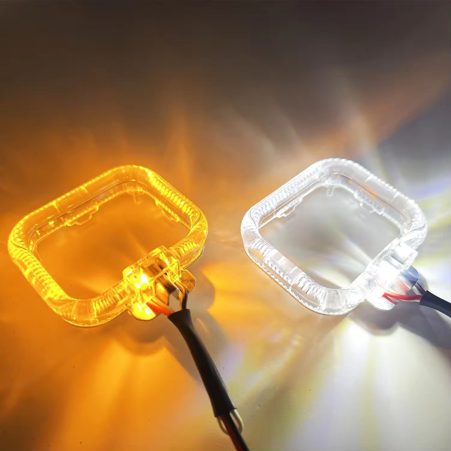 Other car accessories white and yellow halo rings angel eyes motorcycle 1.5 inch square light decorative rings decorative light