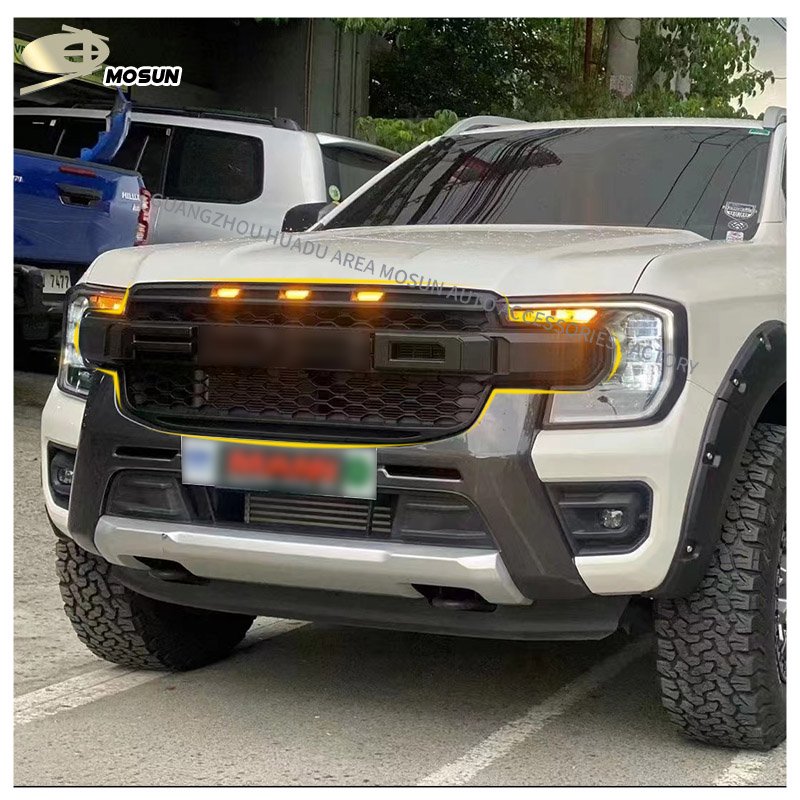 Auto ABS Front Grille Mesh 4x4 Deflector LED light Honeycomb Replacement Bumper Grill For Ford Ranger T9 2022+