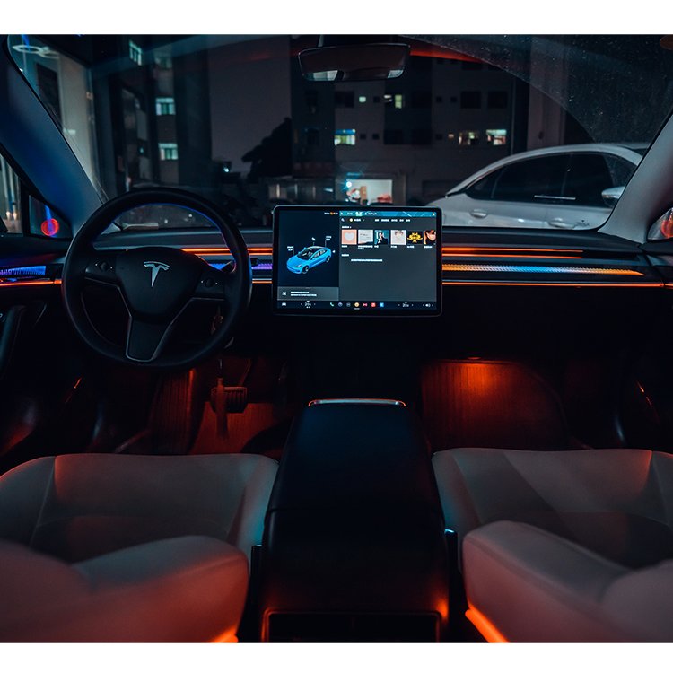 LED Ambient Lighting Car RGB Chasing Optic Fiber Light Interior LED Panel for Telsa model 3/Y