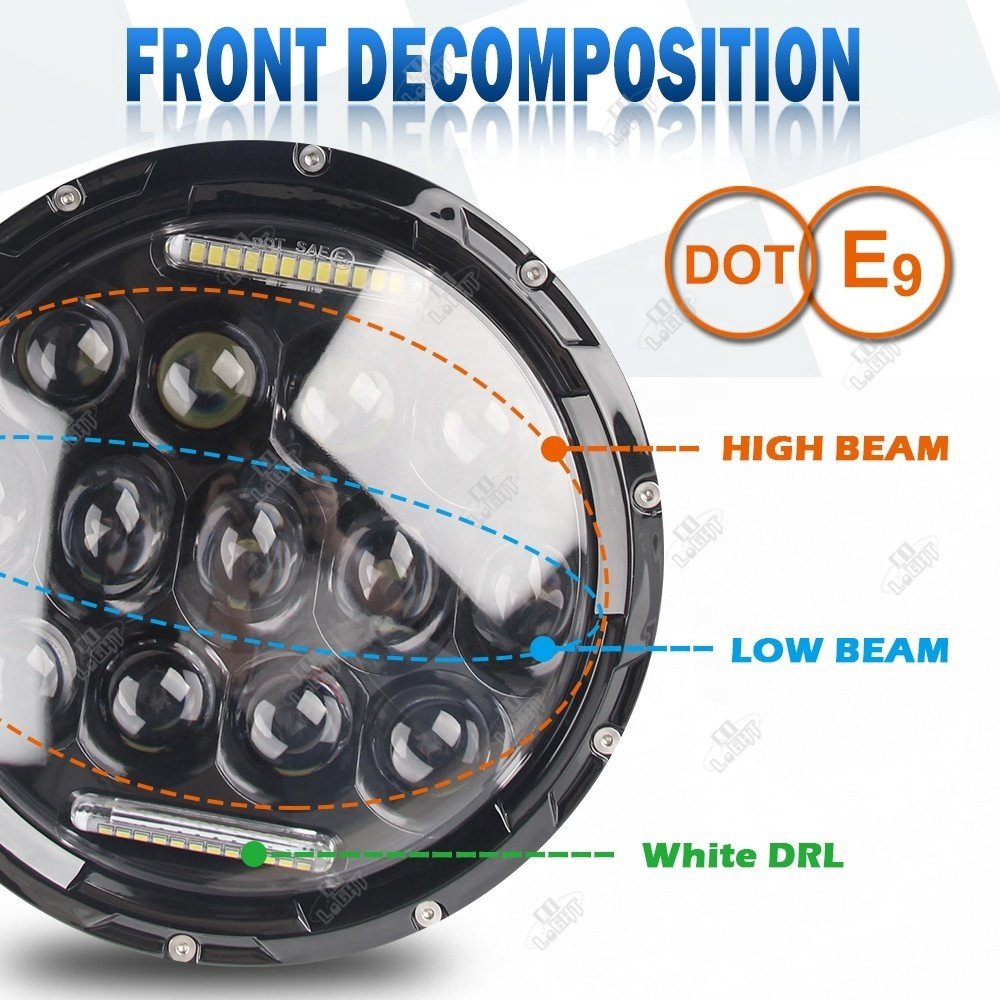 7 Inch Off-Road Motorcycle Lighting System Other Car Light Accessories Auto Hi-lo white DRL Round LED Headlights