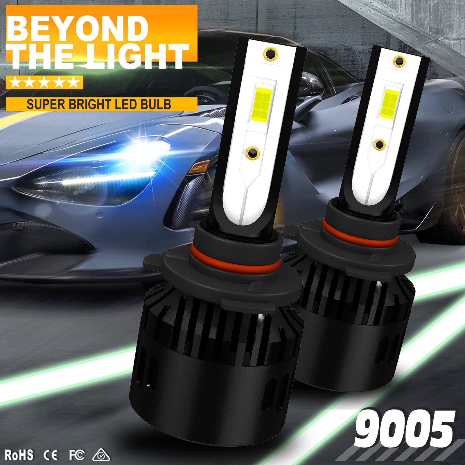 P2 Lime 150W LED Headlights for Cars Aluminum Accessories Modified H4 H7 Cool White Light at 6500K Waterproof for all Car Models
