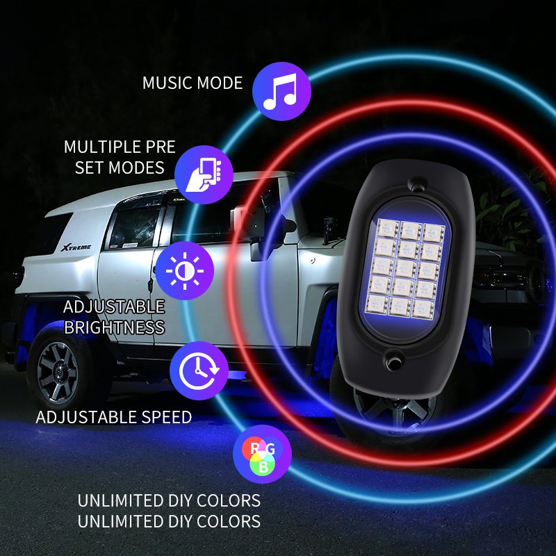 Car Atmosphere Chassis Lights For Auto RGB App Control 4pcs 6pcs 8pcs 10pcs Rock Light Ambient Lamp