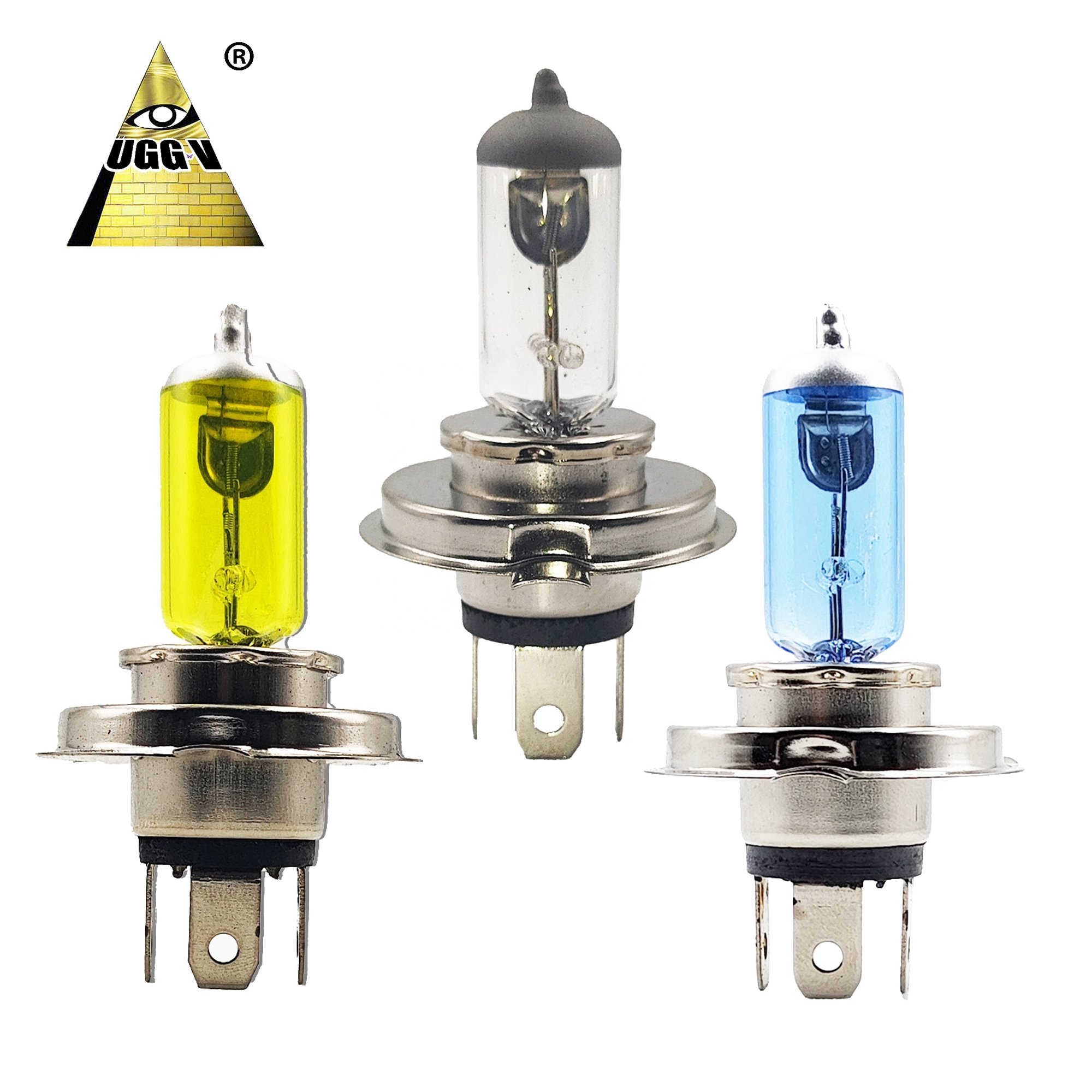 UGGV H4 Halogen Bulb 3000K Car Headlight Bulb Ce 12V Auto Lighting System Xenon Bulb 100W DC12V55W Yellow Universal Cars 150 360