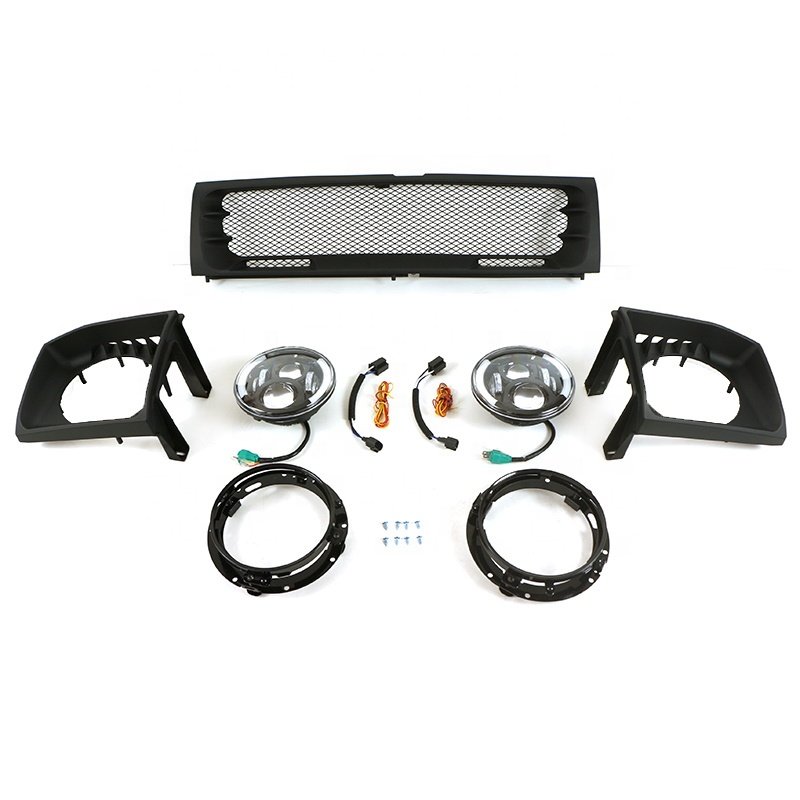4x4 Off road Auto Parts Other Exterior Accessories ABS Black Car Front Upper Grille With LED Light Bar Fit For PAJERO V33 V43 19