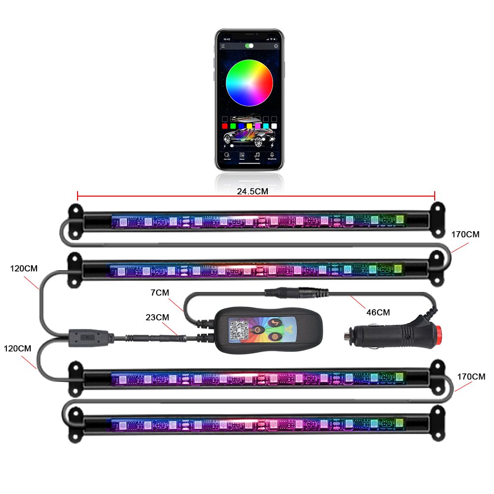 High Quality Super Bright Ambient Light 6W 12V 0.5A Car LED Strip Light Interior Light