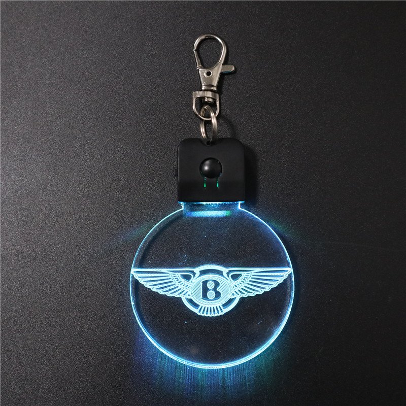 Custom Logo Pattern Mini Acrylic Key Chain Glow in the Dark Light Up Badge Key Ring for Personalized Accessories