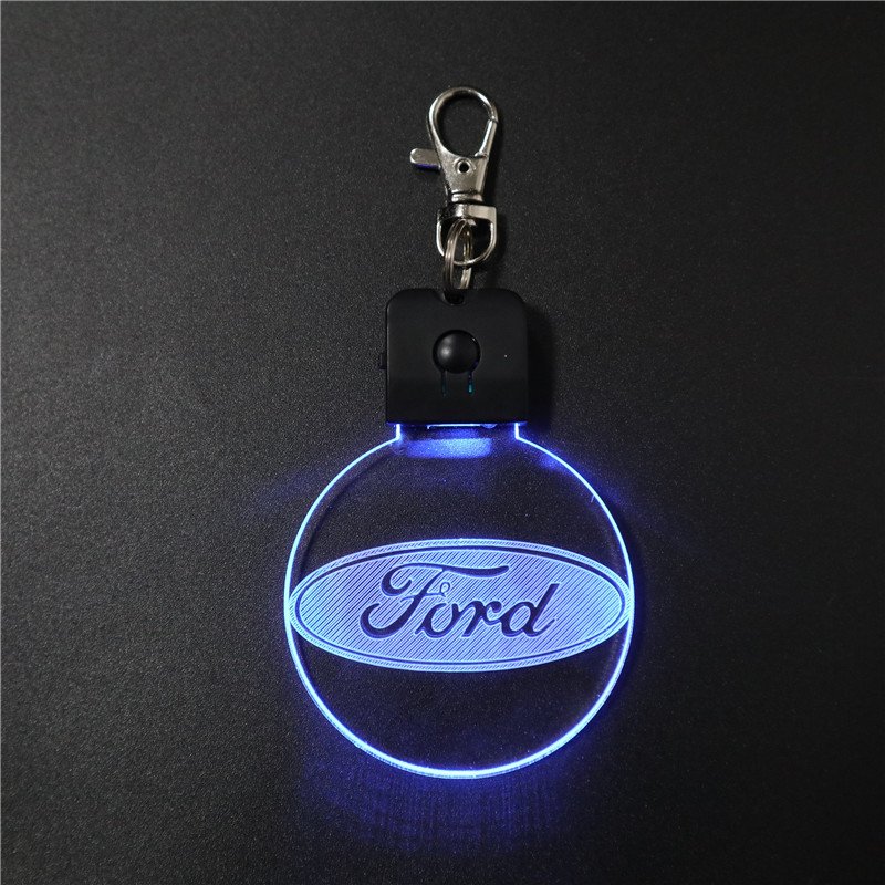 Custom Logo Pattern Mini Acrylic Key Chain Glow in the Dark Light Up Badge Key Ring for Personalized Accessories