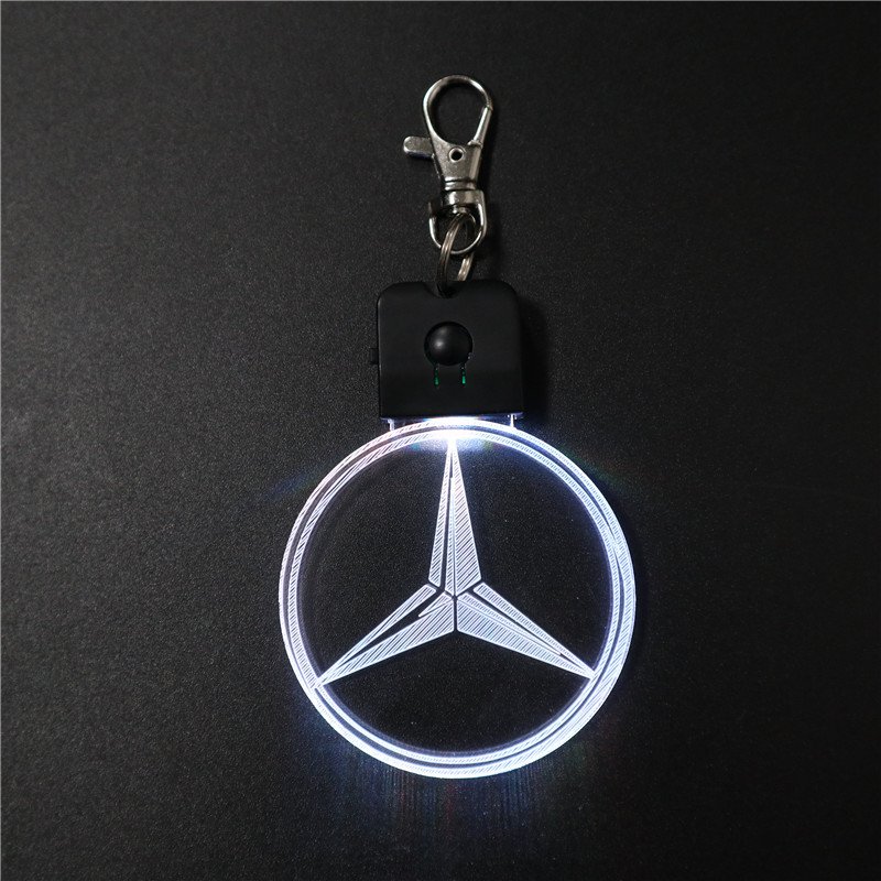 Custom Logo Pattern Mini Acrylic Key Chain Glow in the Dark Light Up Badge Key Ring for Personalized Accessories