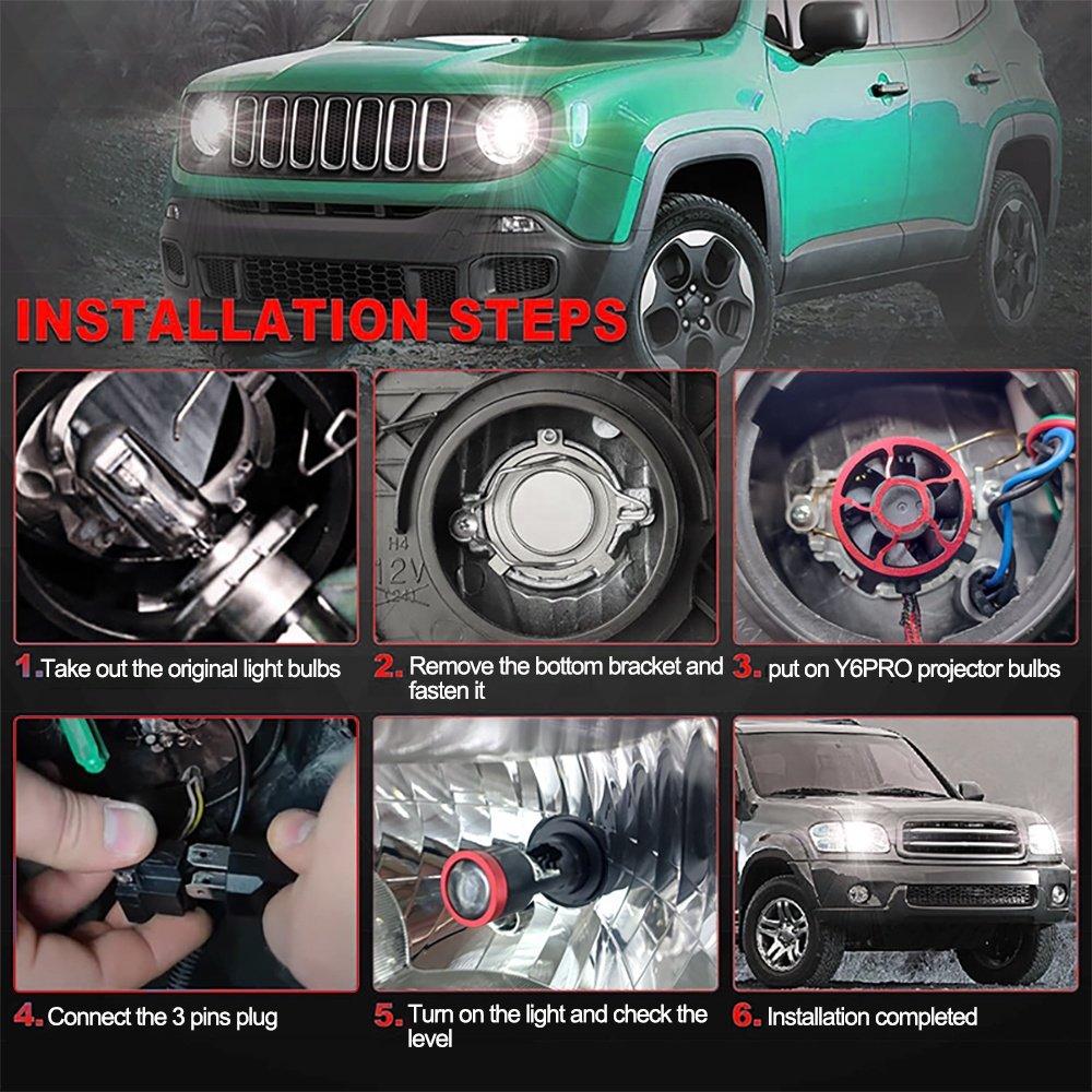 High Power Y6PRO Y6 Y7 LED headlight 40W 80W 50W 100W 30000lm Canbus auto H4 Lens Projector others car light accessories