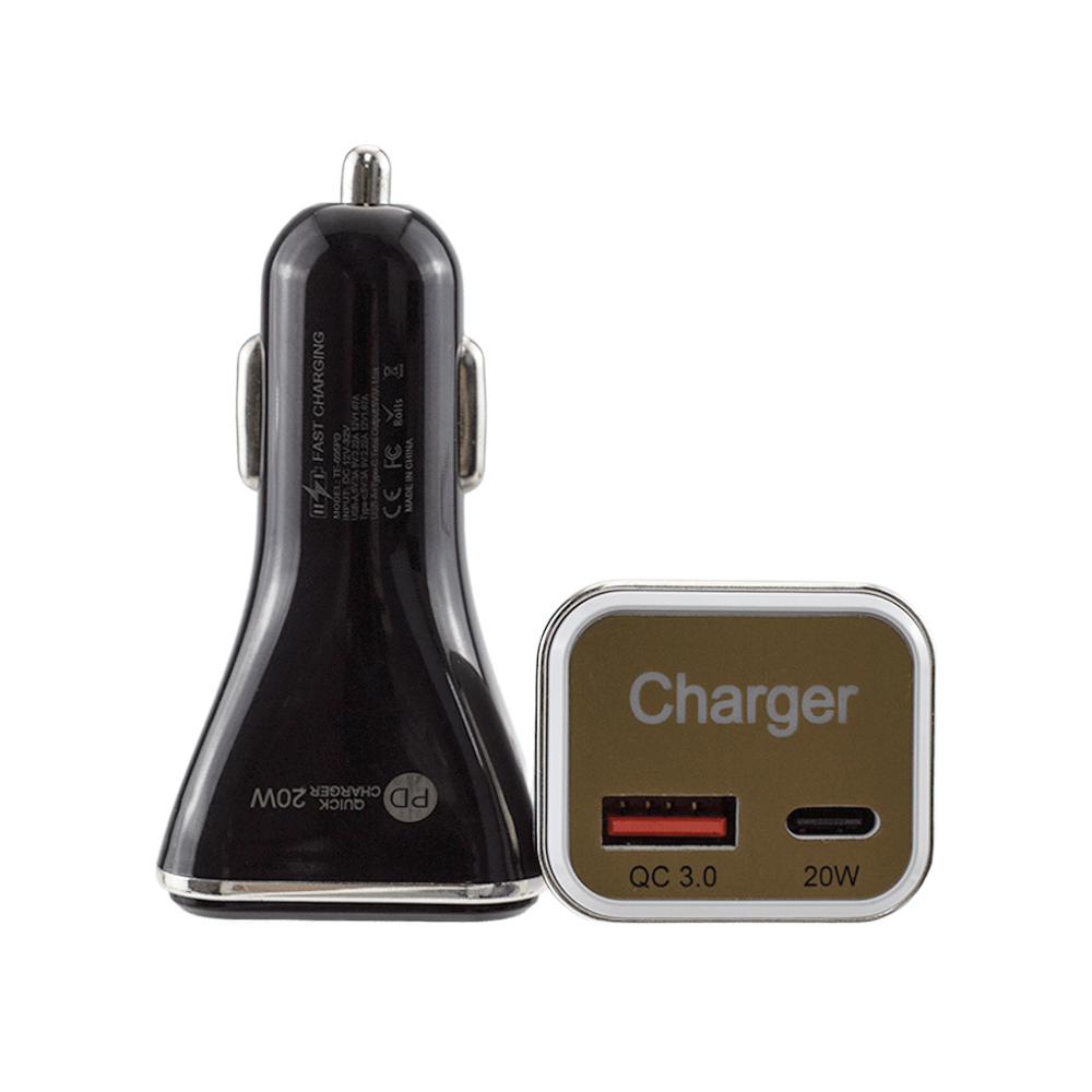 Rectangle Car Charger PD 20 W Quick Charger QC 3.0 Car Charger For Mobile Phone