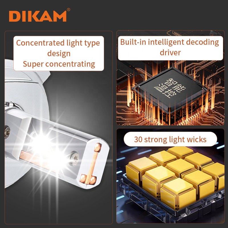 DIKAM de coche de alta powerencia de 175W H11 H7 9006 Canbus 360 Kit de focos de luces 9005 H4 Faros delanteros Led 13000Lm