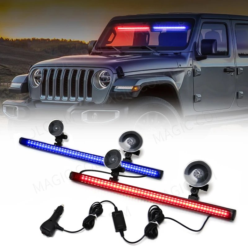 96 LED Car Strobe Light Emergency Flash Warning Lamp 2-in-1 3030 SMD Windshield Bar Auto Traffic Advisor Car Accessories 12V-24V
