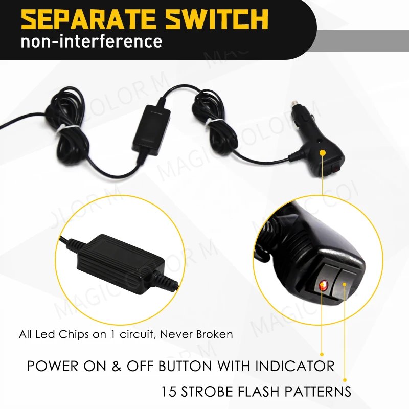 96 LED Car Strobe Light Emergency Flash Warning Lamp 2-in-1 3030 SMD Windshield Bar Auto Traffic Advisor Car Accessories 12V-24V