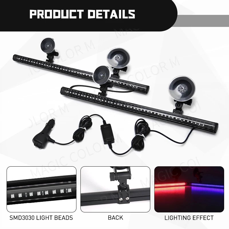 96 LED Car Strobe Light Emergency Flash Warning Lamp 2-in-1 3030 SMD Windshield Bar Auto Traffic Advisor Car Accessories 12V-24V