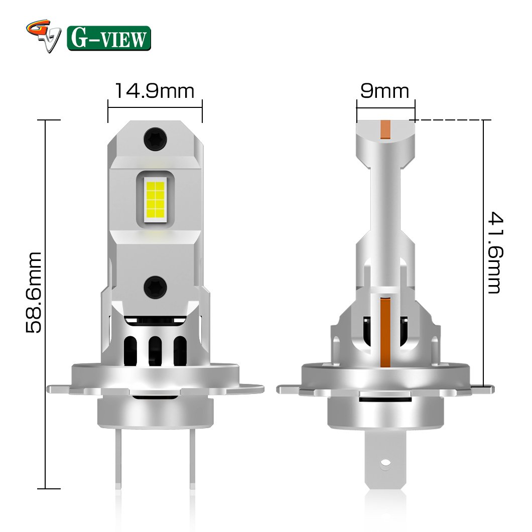 Gview GMX Mini Size With Intelligent Turbo Fan High Lumens 30 Watts H7 Led Headlights 6500K Cool White Led Headlamp Light Bulb