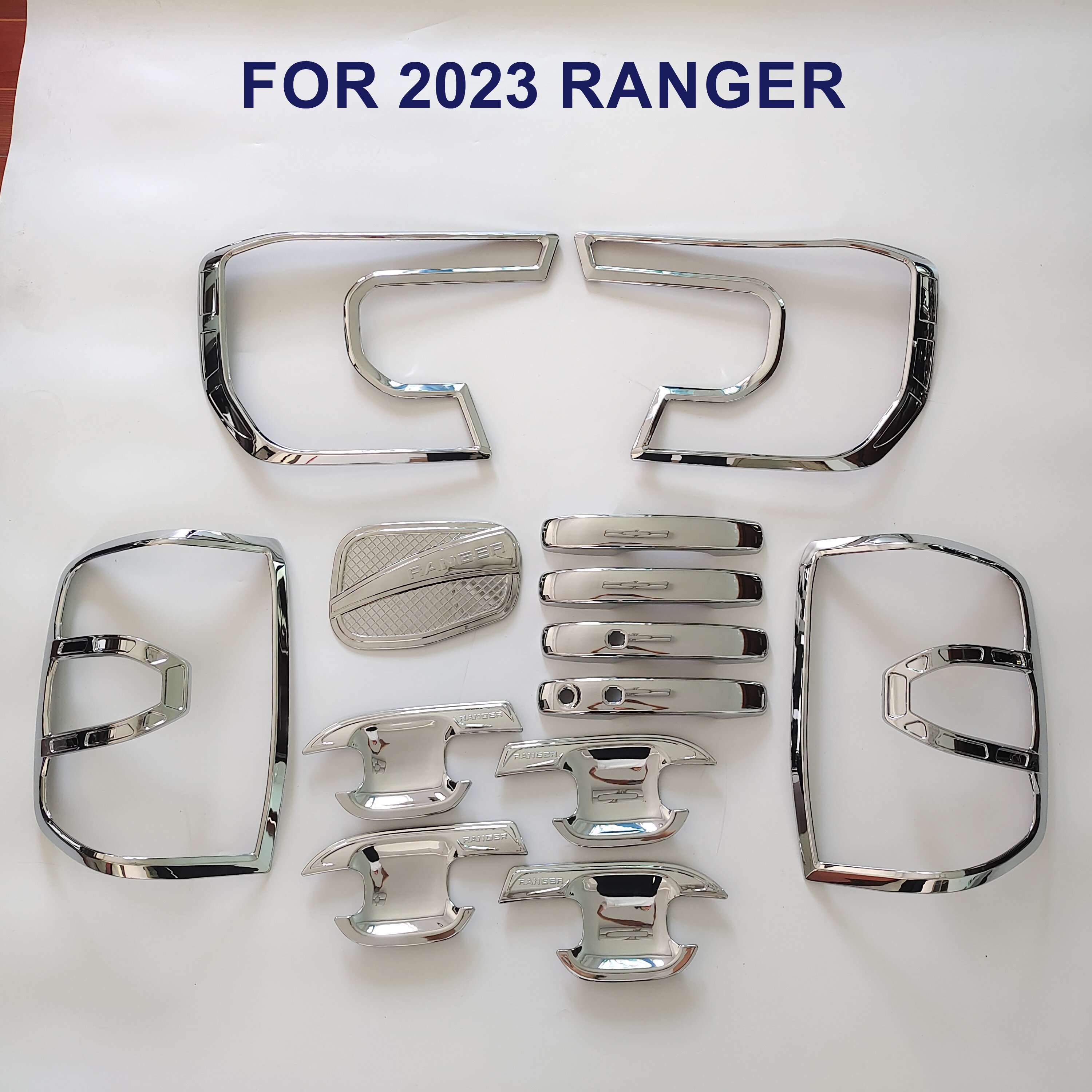 Custom Wholesale Auto Accessories Body Trim Head Tail Light Covers Car Combo Set Chrome Kits for Ford Ranger 2023