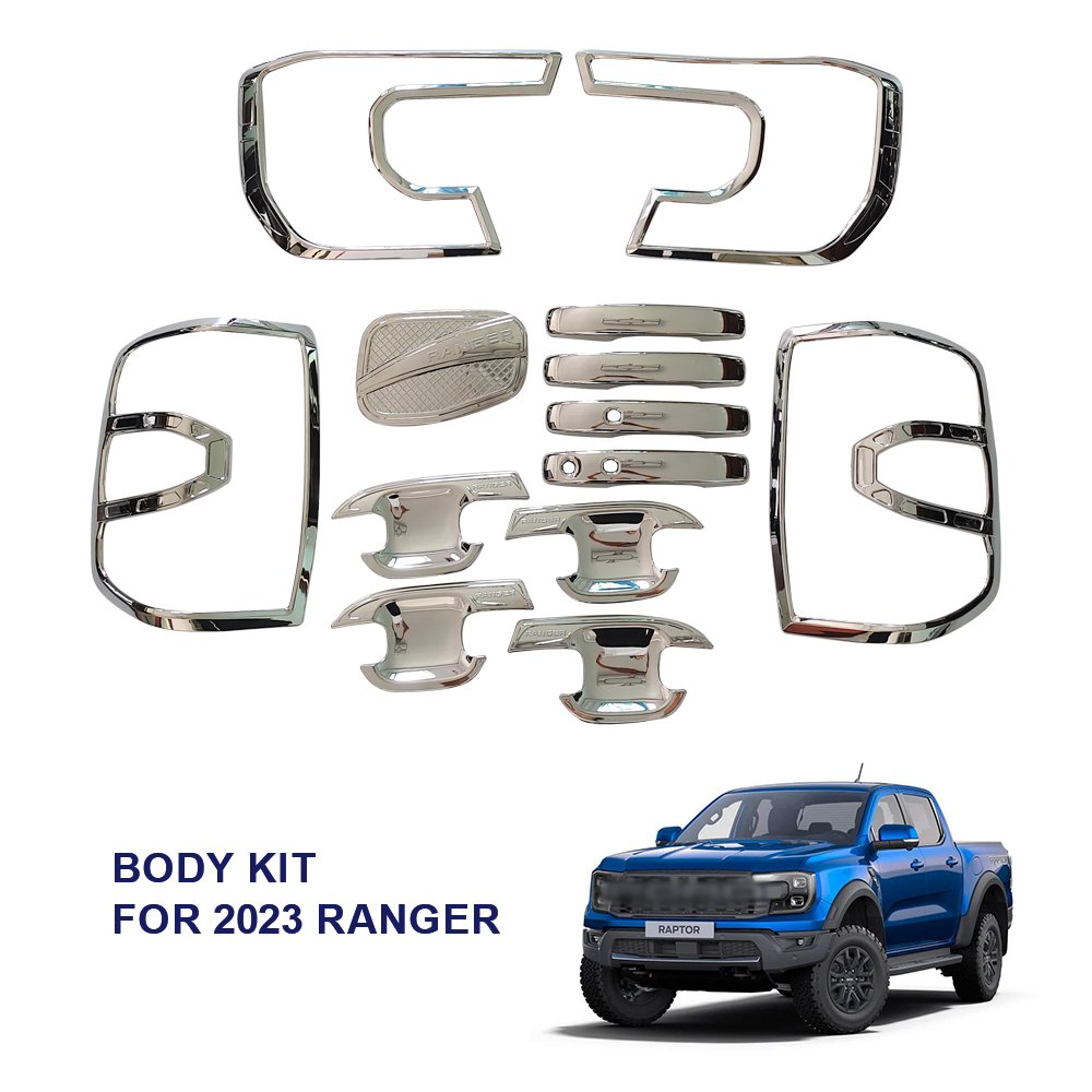 Custom Wholesale Auto Accessories Body Trim Head Tail Light Covers Car Combo Set Chrome Kits for Ford Ranger 2023