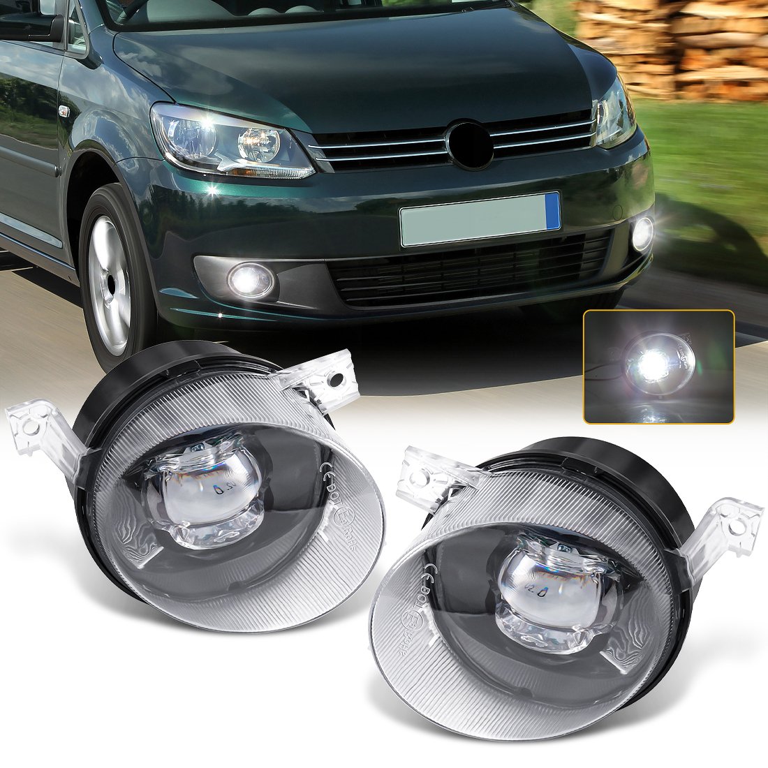 New Arrival Car LED Front Bumper Fog Lights For Volkswagen Polo Cross MK5 Passat Golf Plus Tiguan Caddy Car Headlight kits