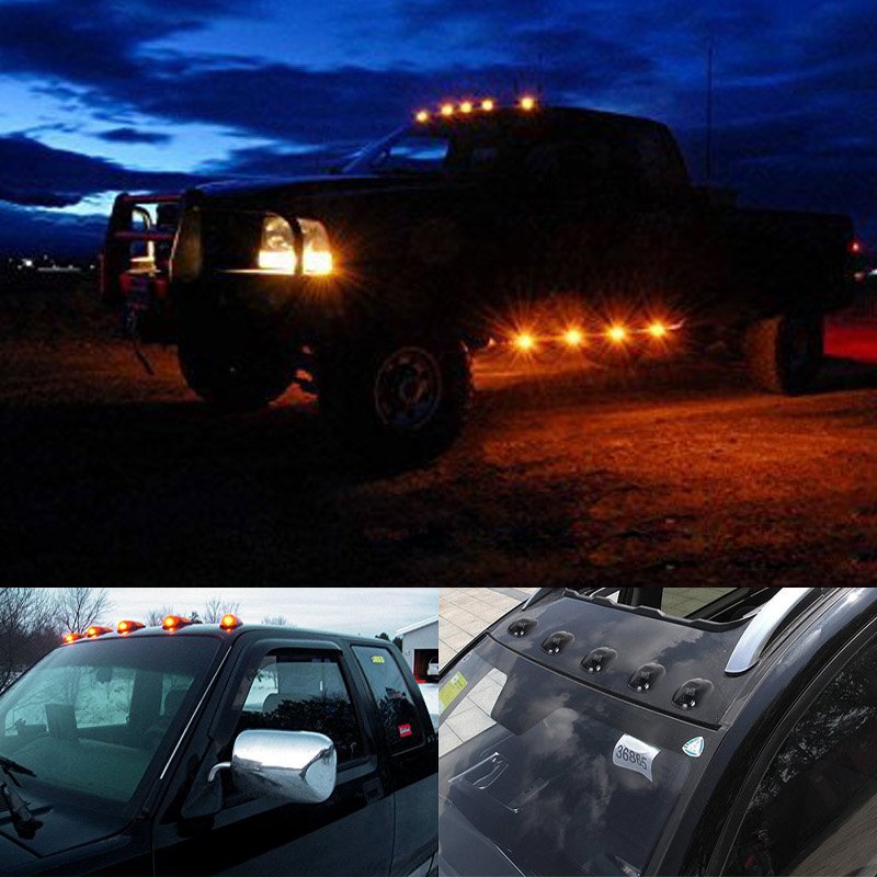 Black Smoked Lens Lamps 12V others car light accessories LED Cab Roof Top Marker Running working light For Pickup Truck SUV 4x4