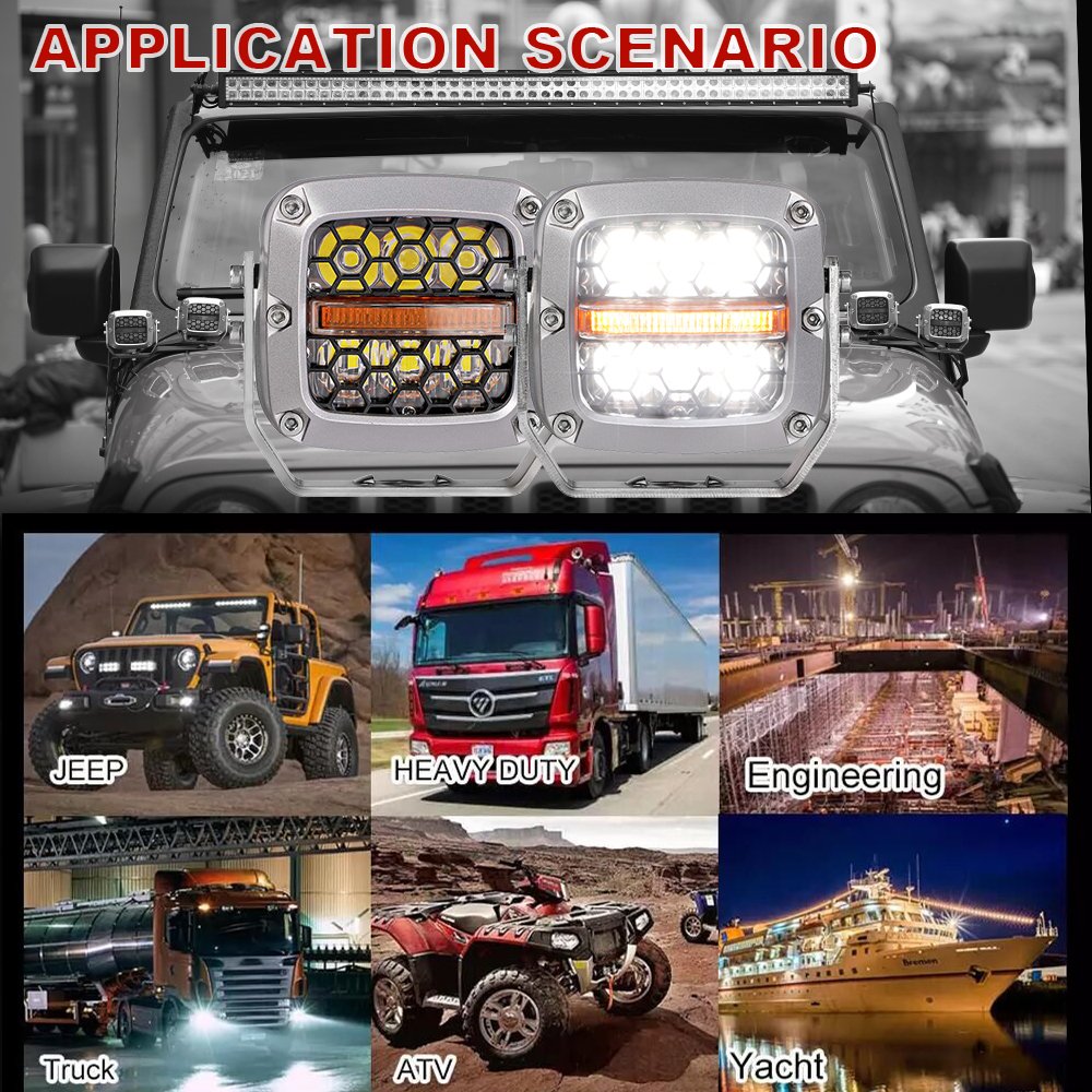 Car Thar Accessories 60W Best Off-road LED Work Light Driving Light Square with Breather for Thar