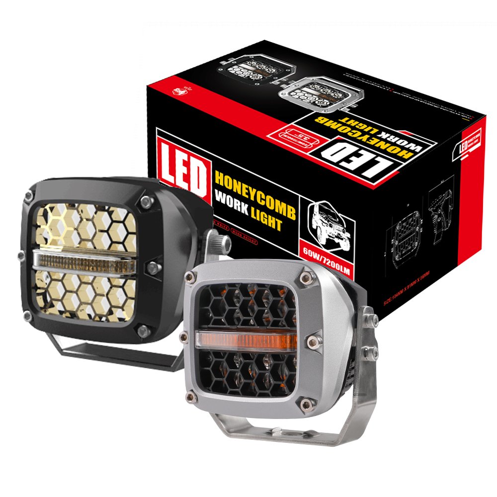 Car Thar Accessories 60W Best Off-road LED Work Light Driving Light Square with Breather for Thar