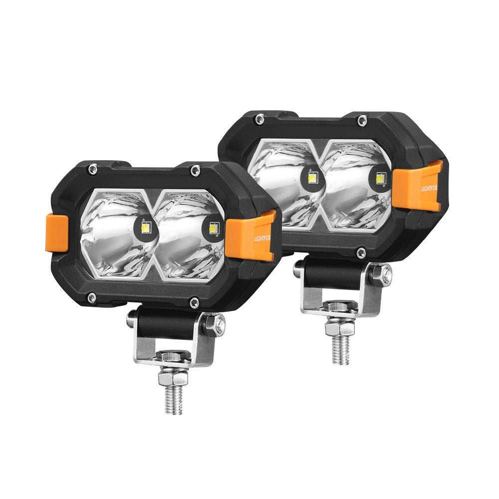 LIGHTFOX Black Waterproof IP68 Spot Flood Combo Beam 4x4 Offroad 20W 4inch Car Led Work Light