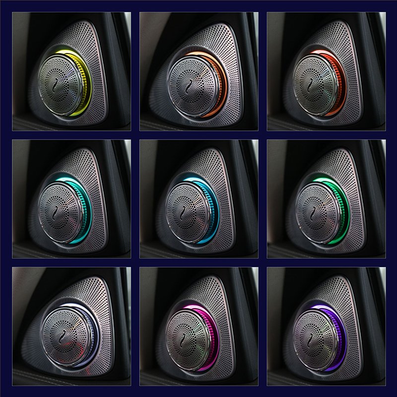 3D Rotary Treble Tweeter Speakers With Ambient Lights for Mercedes Benz C-class W205 with 64 Colors 2019-2021