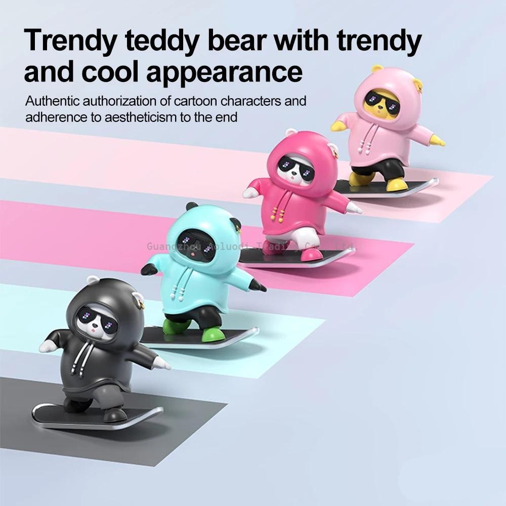 2024 New Dashboard Car Ornaments Skateboard Bear Sliding Moving toon Interior Decoration