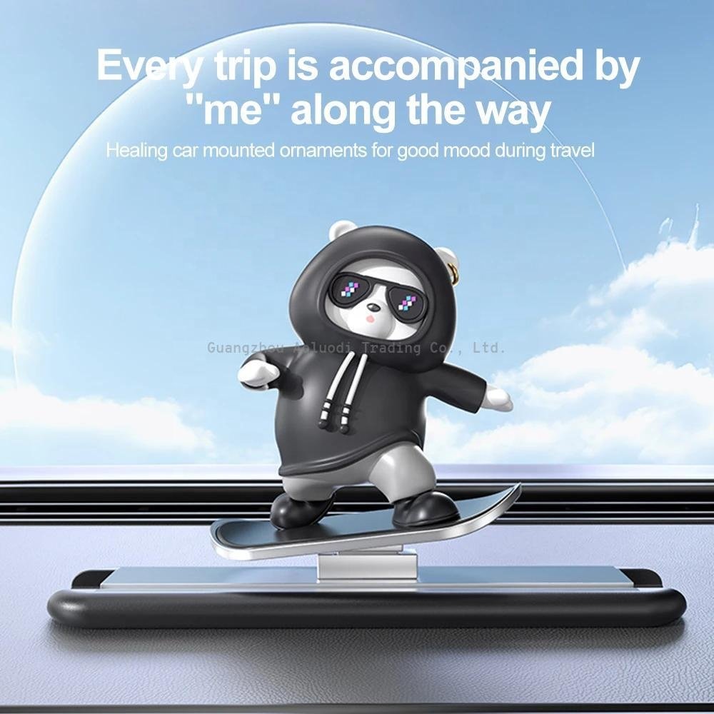 2024 New Dashboard Car Ornaments Skateboard Bear Sliding Moving toon Interior Decoration