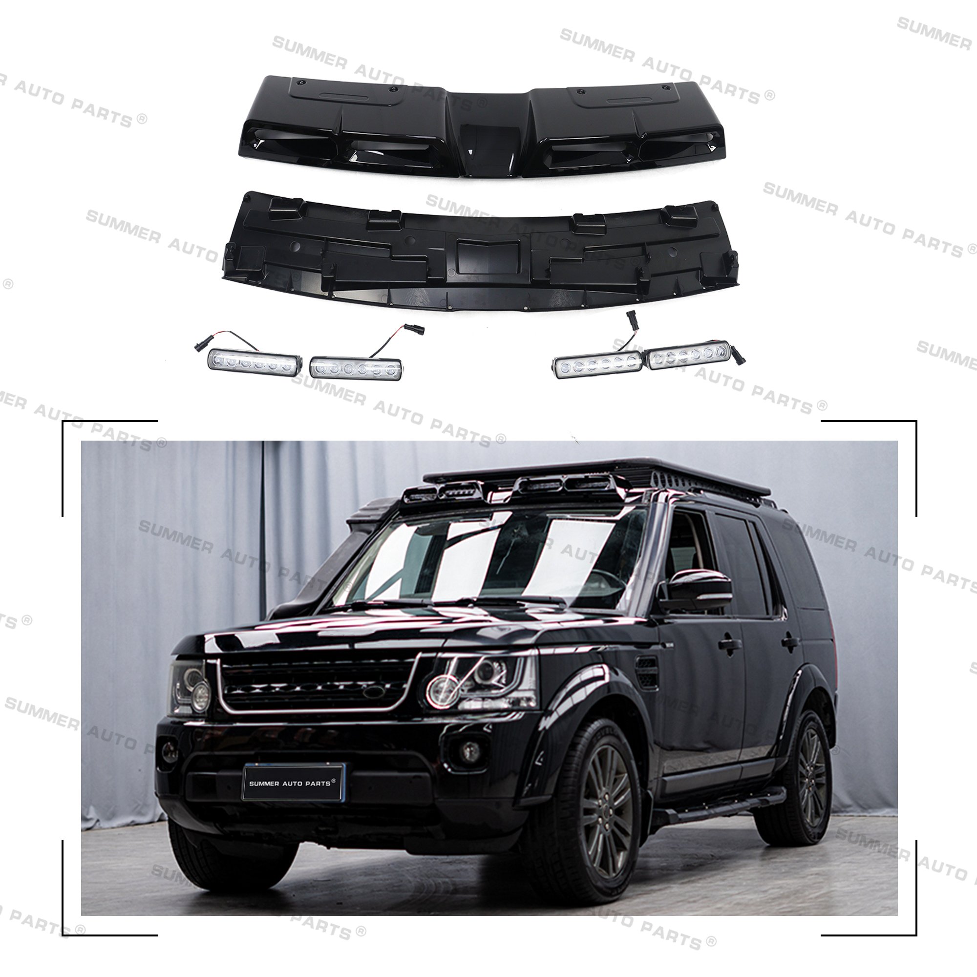 Abs Front Roof Led Modification Kit 4 Lens Front Top Roof Spoiler Spotlights Roof Lights For Land Rover Discovery 4 Accessories