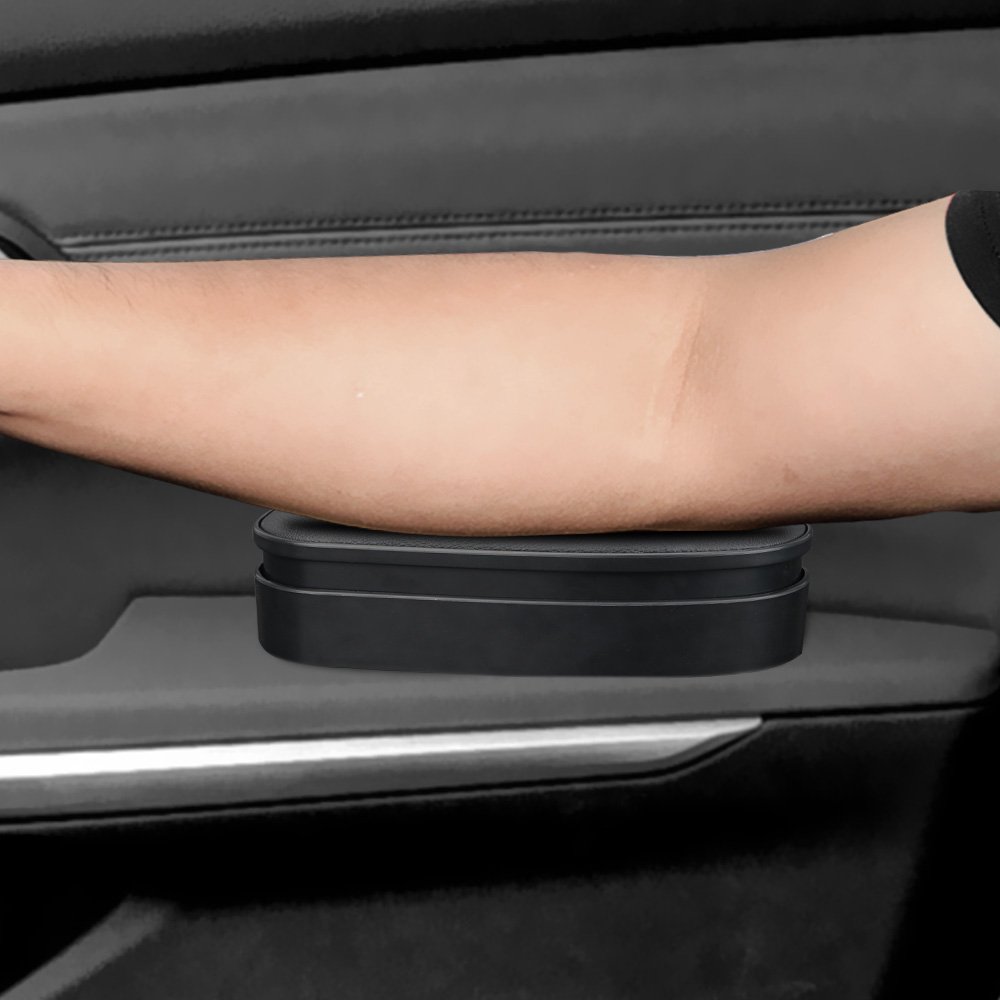 Car Door Armrest Support Elbow Pad with Light Leather Elbow Rest Support Armrest cushion Storage Organizer